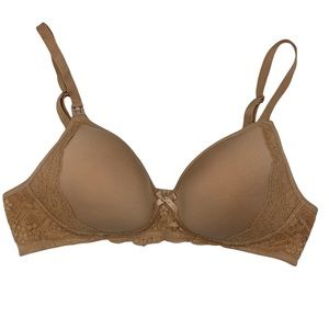 Rosie Pope Pip & Vine Tan Lace Wire Free Wireless Nursing Breastfeeding Bra 34B